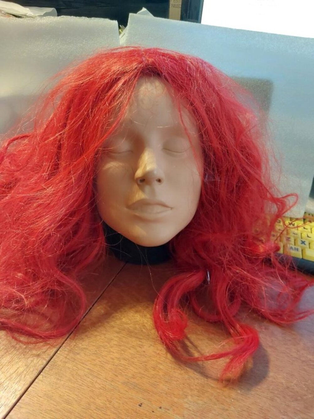 NEW ! Women Long 25 Inch Hair Curly Short Wig Wine Red